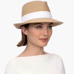 Eric Javits SQUISHEE® CLASSIC FEDORA in Peanut/white